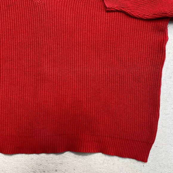 VINTAGE Lord Jeff Sweatshirt Mens XL Red Knit V-Neck Cotton 90s Pullover - Picture 4 of 13